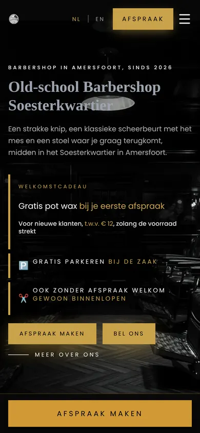 Mobiele website van Barbershop Soesterkwartier