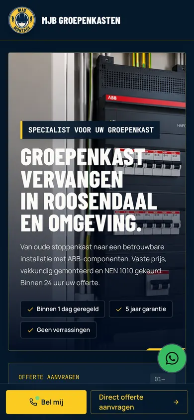 Mobiele website van MJB Groepenkasten