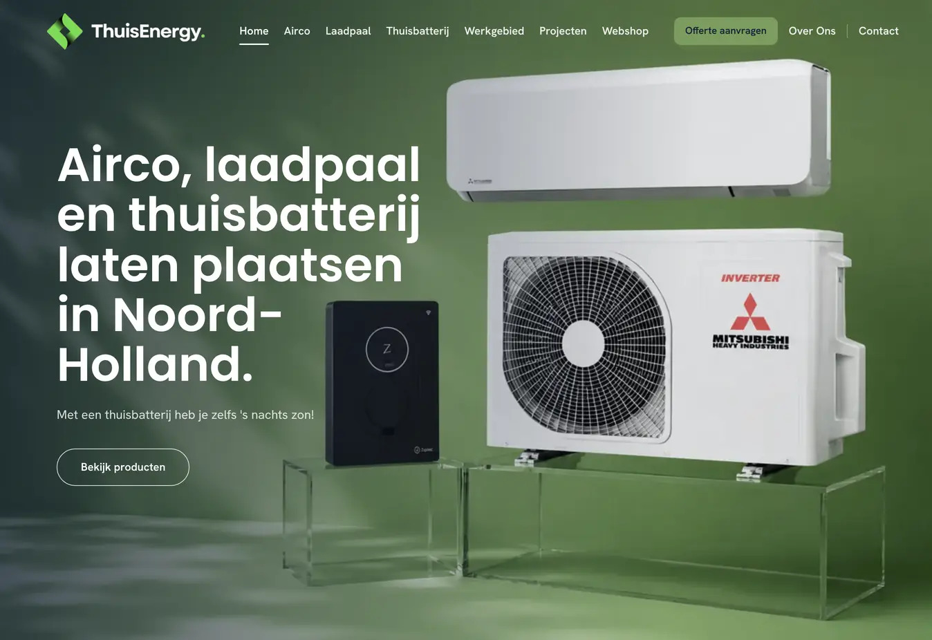 Website van ThuisEnergy, gerealiseerd door Lumiss