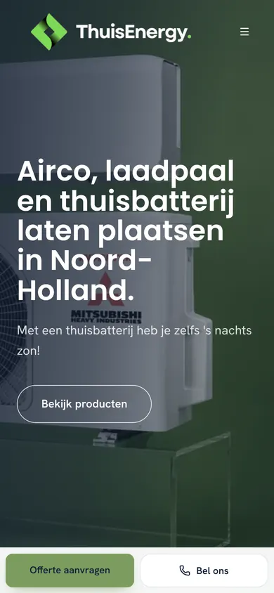 Mobiele website van ThuisEnergy